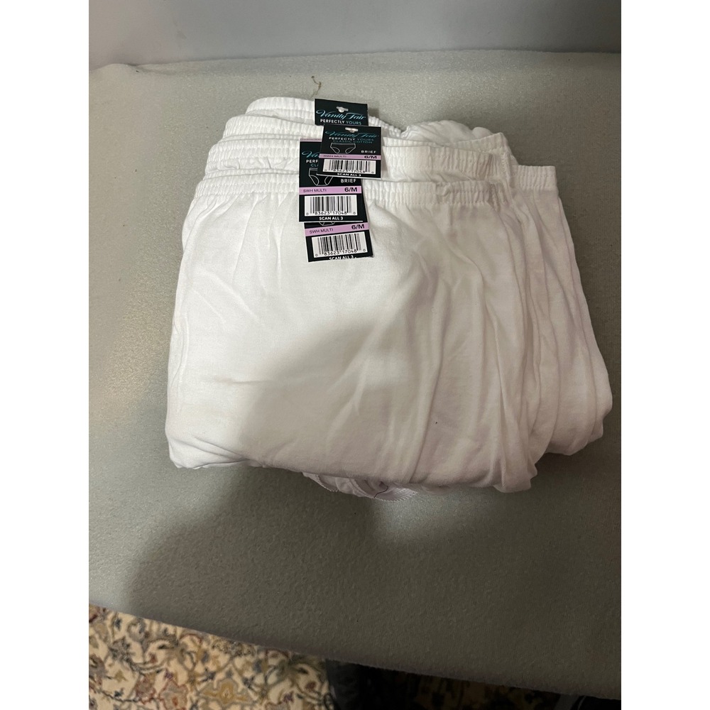 Vanity Fair Perfectly Yours Classic Cotton Brief Panty Lot of 5 White Sz‎ 6M